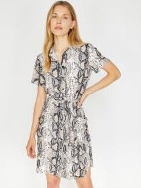 Intermission Short Sleeve Belted Reptile Print Dress - Size 10